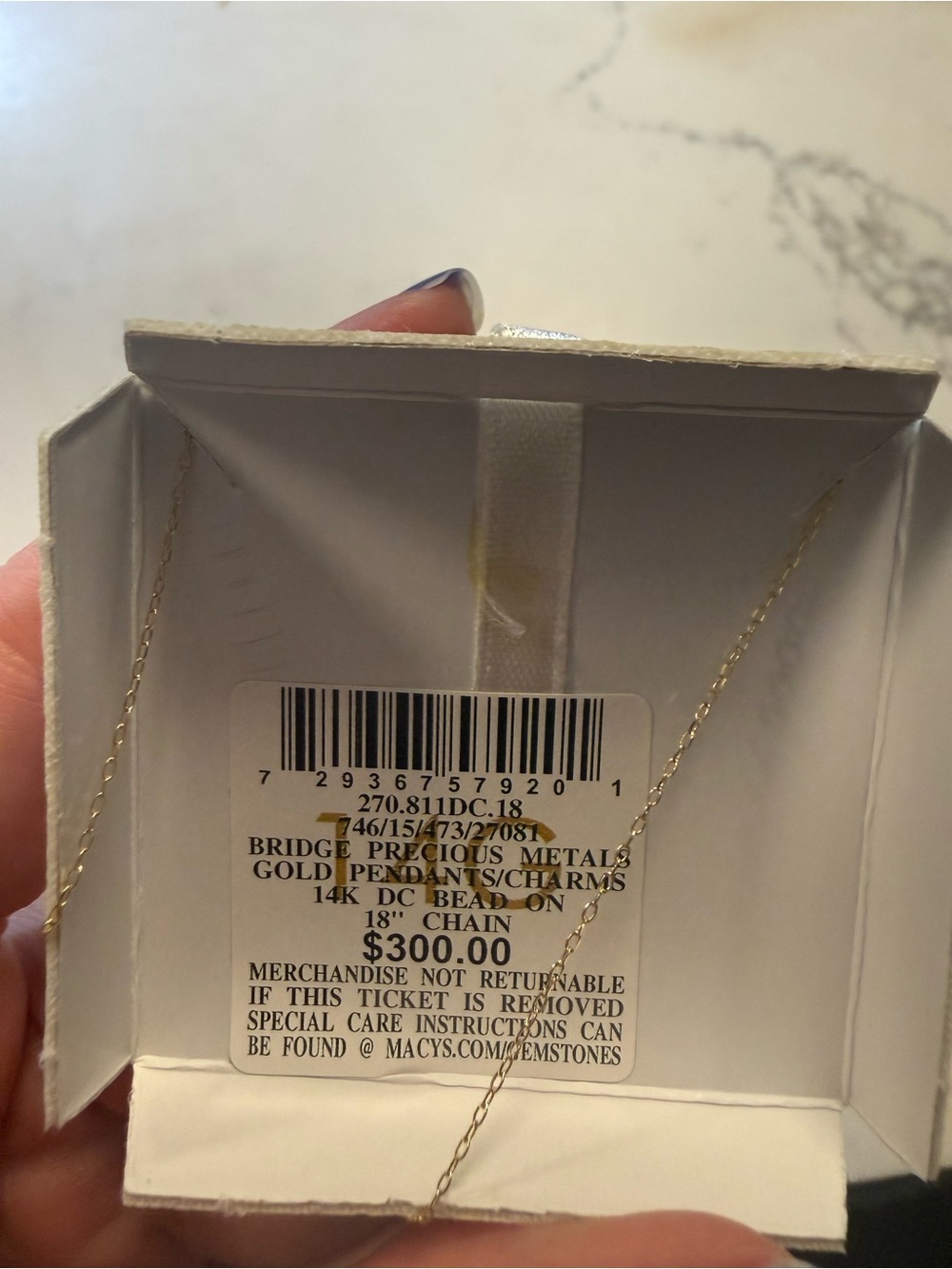 Macy's Gold-Tone Necklace with Black Center Stone and Sparkling Halo - Picture 3 of 4